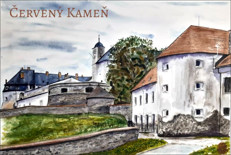 Živicová magnetka - Hrad Červený Kameň - maľba - obrazek 2