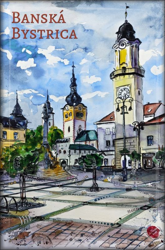 Živicová magnetka - Banská Bystrica - Maľba - Hodinová veža