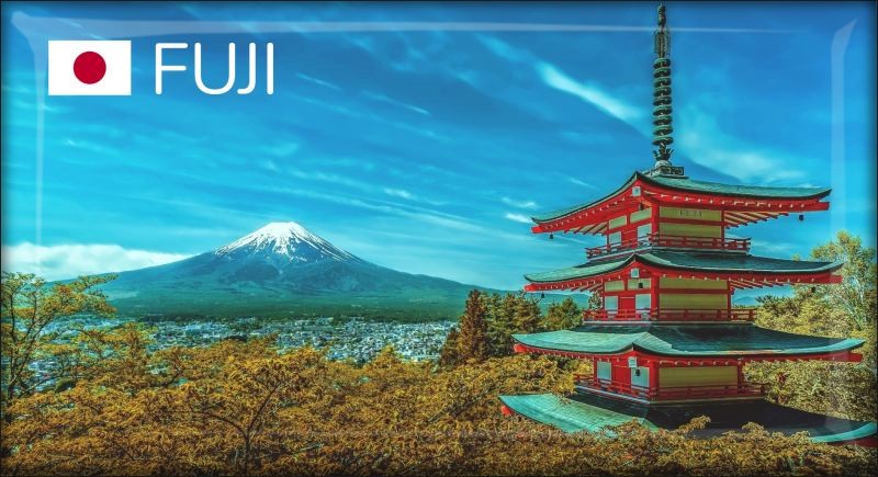 Japonia - góra Fudżi - pagoda Chureito – Magnes żywiczny
