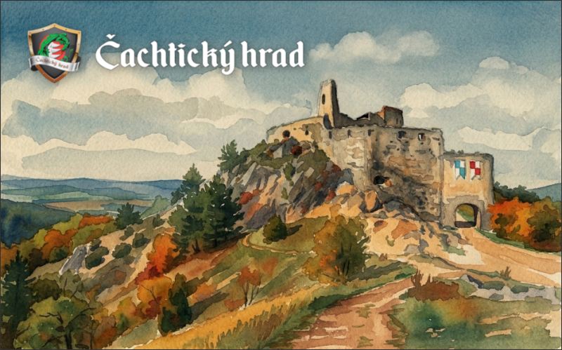 Zamek Čachtice – akwarela I. – Magnes żywiczny - obrazek 2