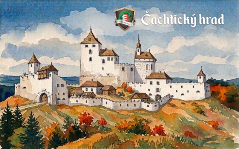 Zamek Čachtice – akwarela II. – Magnes żywiczny - obrazek 2