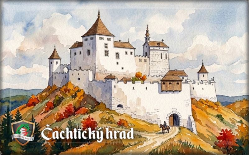 Zamek Čachtice – akwarela III. – Magnes żywiczny