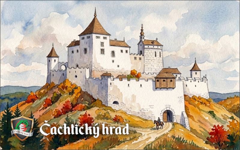 Zamek Čachtice – akwarela III. – Magnes żywiczny - obrazek 2