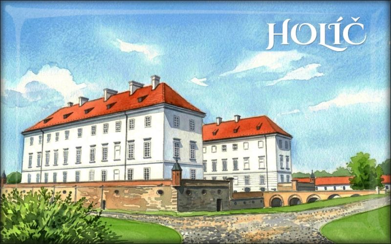 Zamek Holíč - akwarela I – Magnes żywiczny