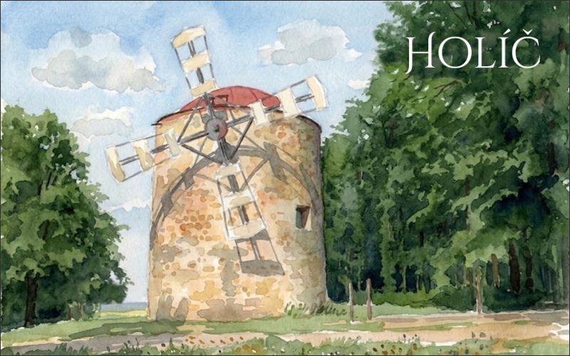 Holíč - Wiatrak - akwarela – Magnes żywiczny - obrazek 2